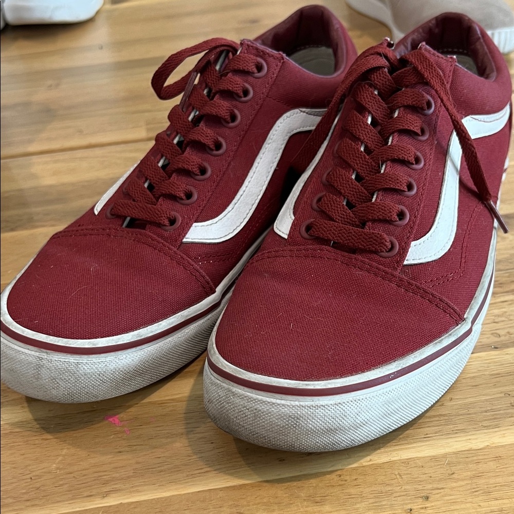 Vans Burgundy and White Sneakers